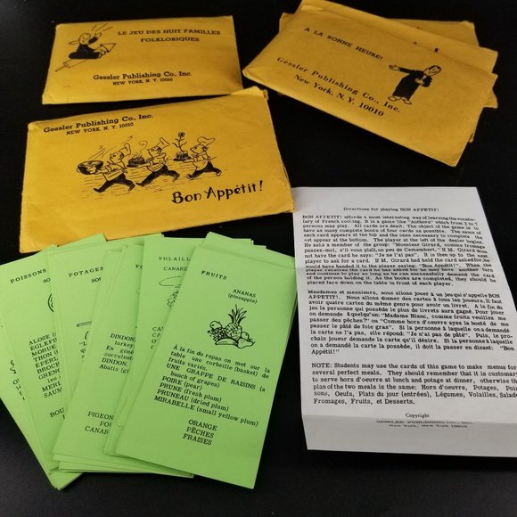 Vintage French Francois Language Vocabulary Learning Flash Card Game Lot 5 1960 - Picture 2 of 10